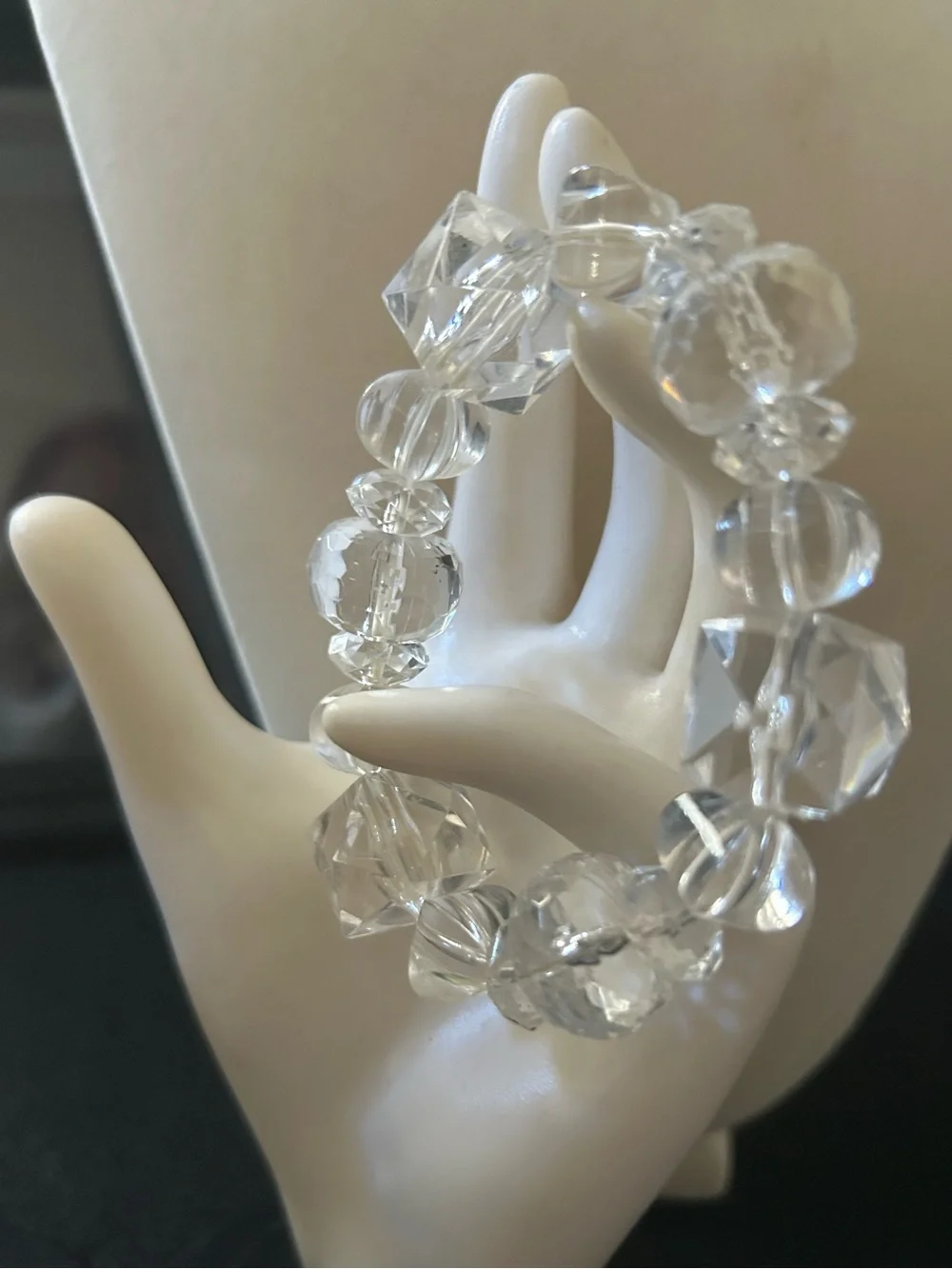 Crystal Clear Beaded Stretch Bracelet - Transparent